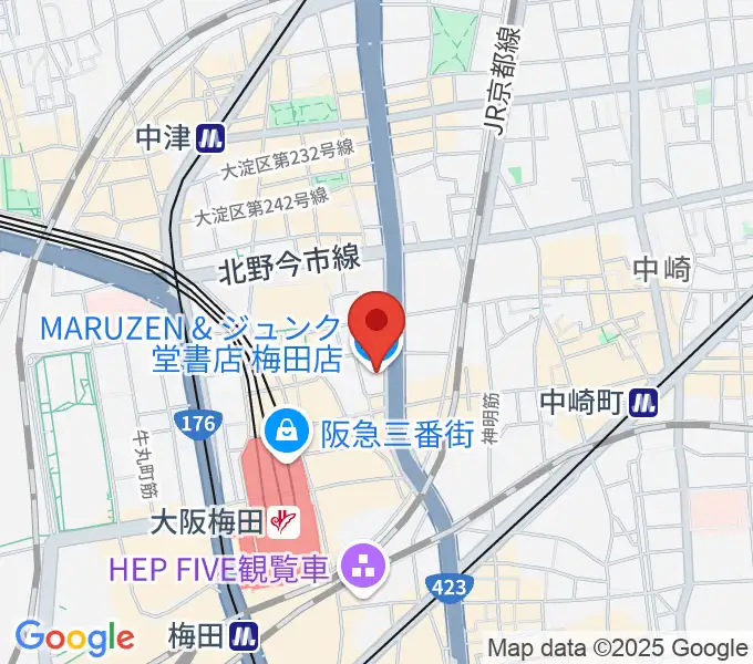 島村楽器 梅田茶屋町店の地図