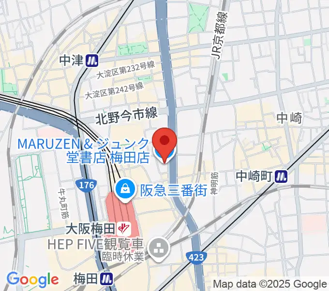 島村楽器 梅田茶屋町店の地図