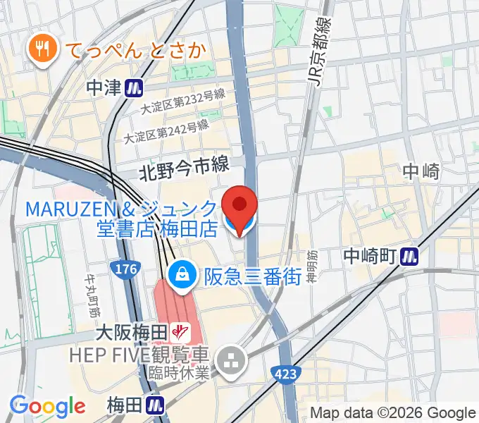 島村楽器 梅田茶屋町店の地図