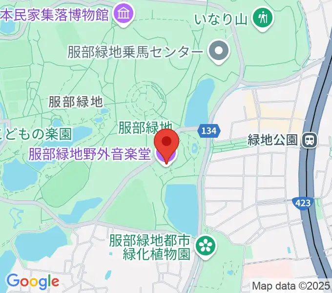 服部緑地野外音楽堂の地図