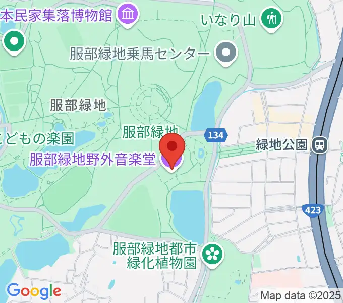 服部緑地野外音楽堂の地図