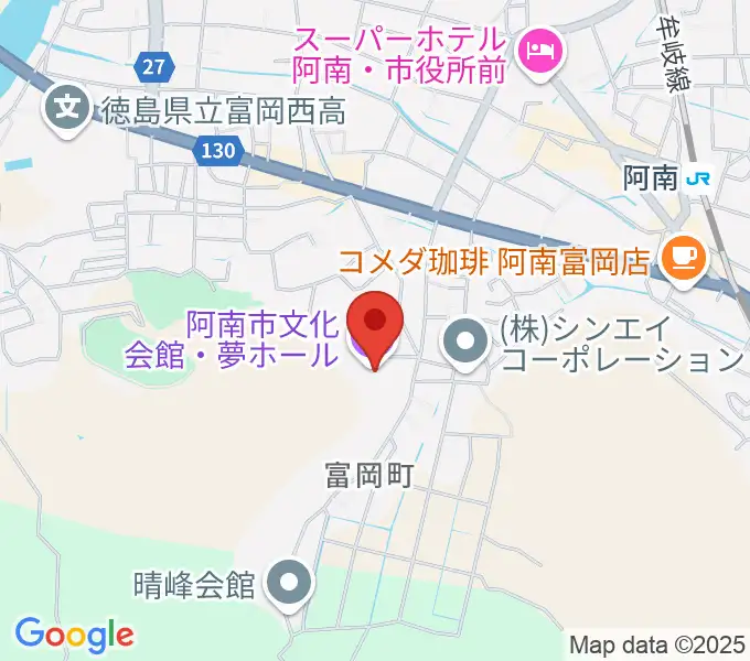 夢ホール（阿南市文化会館）の地図