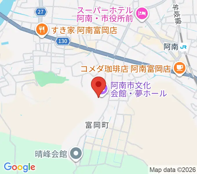 夢ホール（阿南市文化会館）の地図