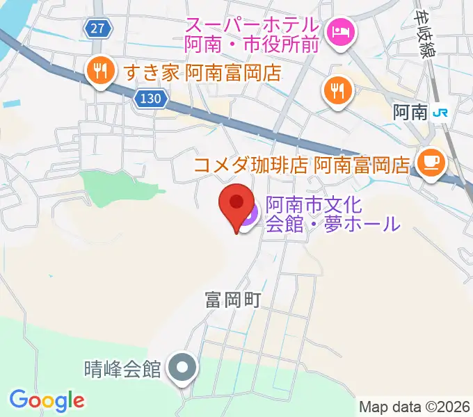 夢ホール（阿南市文化会館）の地図