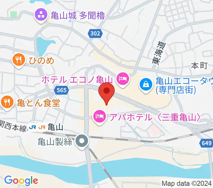 亀山市文化会館の地図