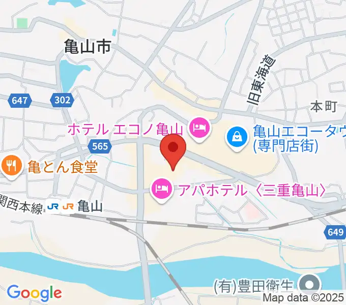 亀山市文化会館の地図