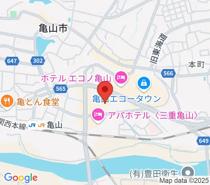 亀山市文化会館の地図