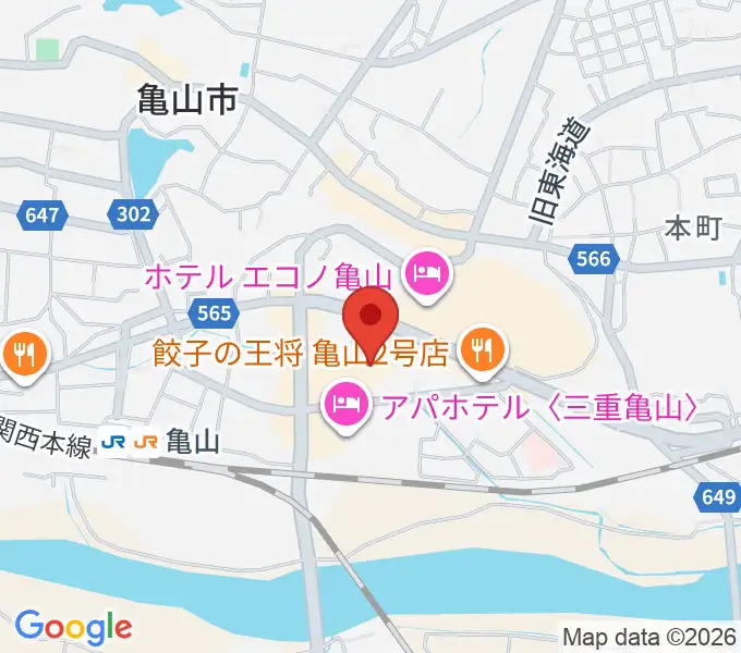 亀山市文化会館の地図