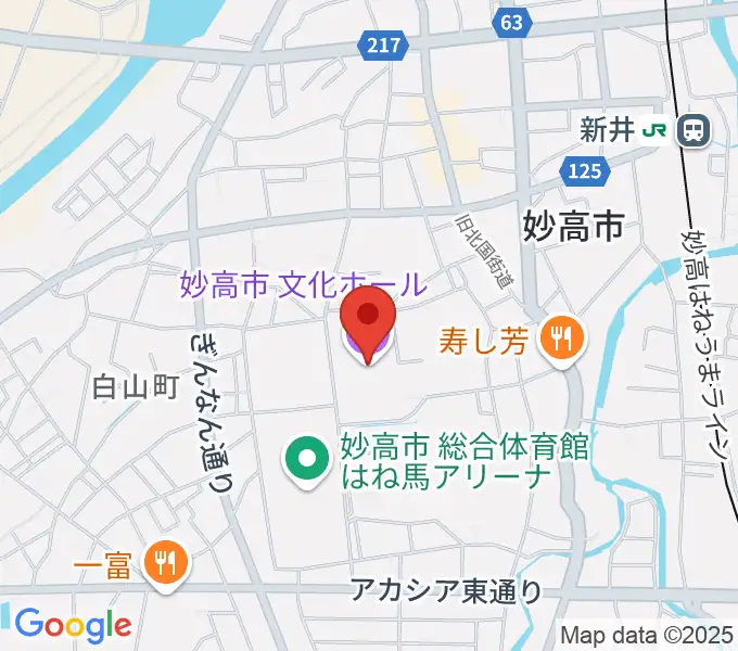 妙高市文化ホールの地図