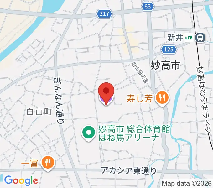 妙高市文化ホールの地図