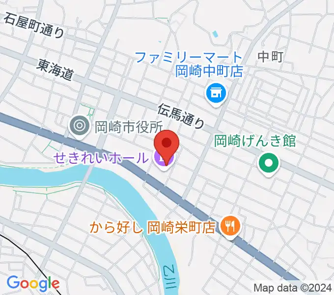 岡崎市せきれいホールの地図