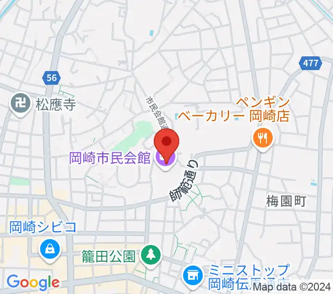 岡崎市民会館 あおいホールの地図