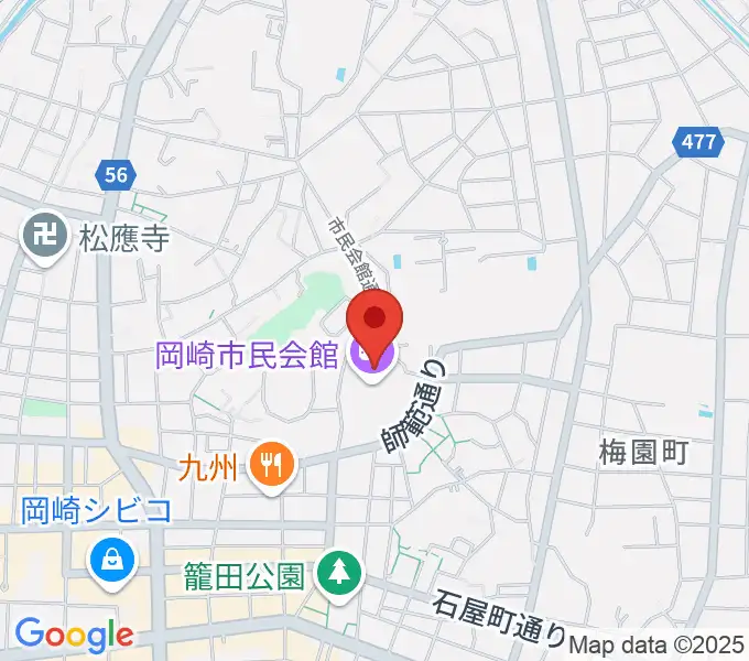 岡崎市民会館 あおいホールの地図