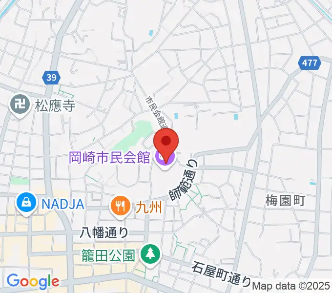 岡崎市民会館 あおいホールの地図