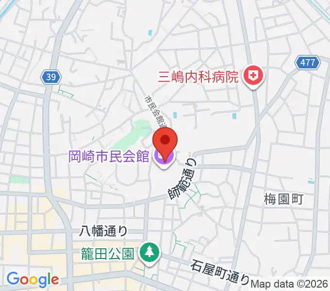 岡崎市民会館 あおいホールの地図