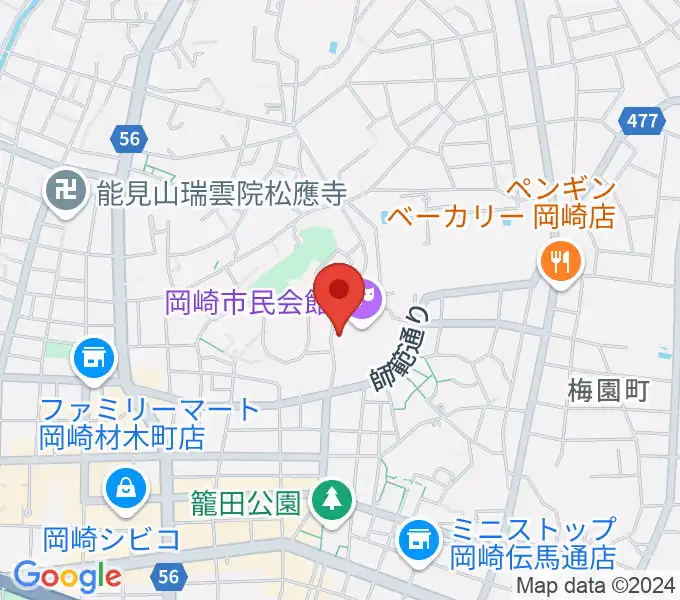 岡崎市甲山会館の地図