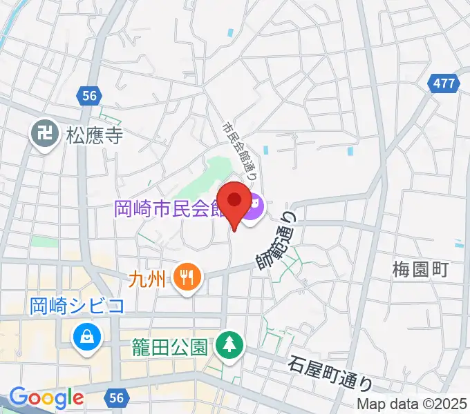 岡崎市甲山会館の地図