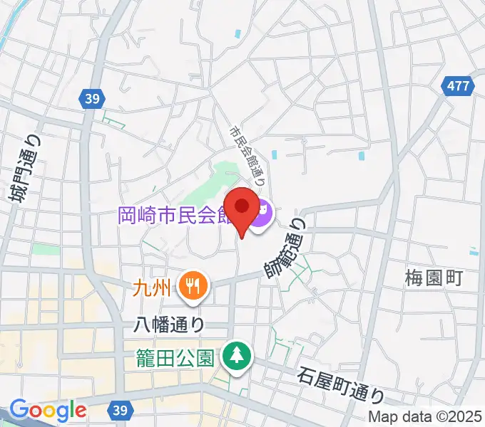 岡崎市甲山会館の地図