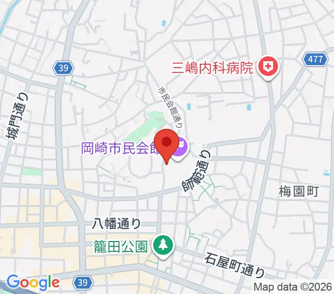 岡崎市甲山会館の地図