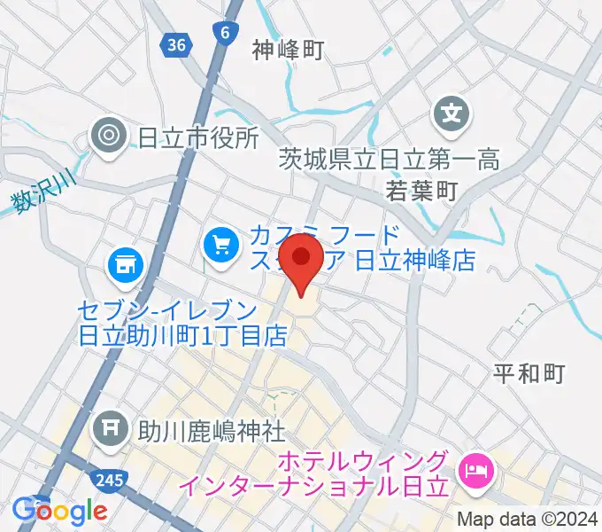 日立市民会館の地図