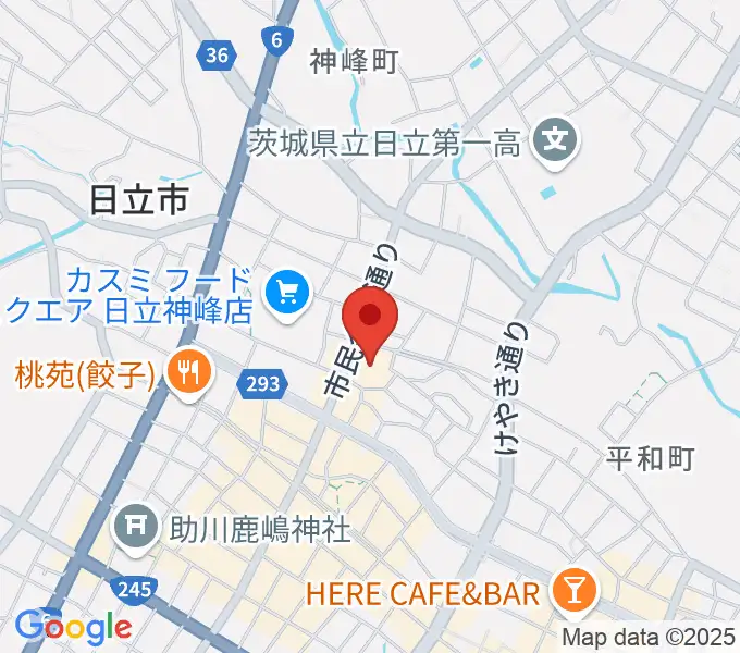 日立市民会館の地図