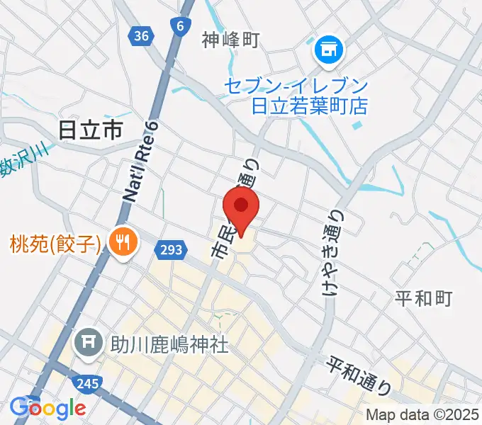 日立市民会館の地図