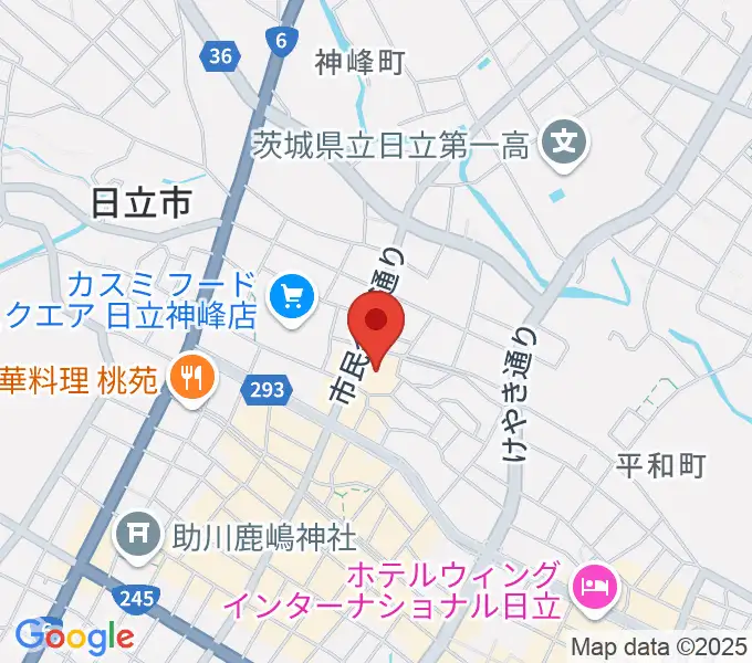日立市民会館の地図