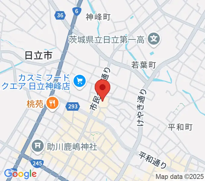 日立市民会館の地図