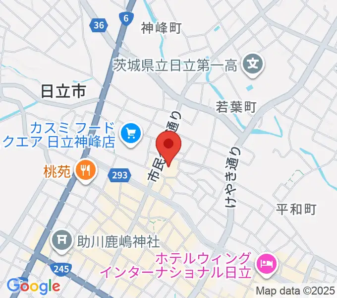 日立市民会館の地図