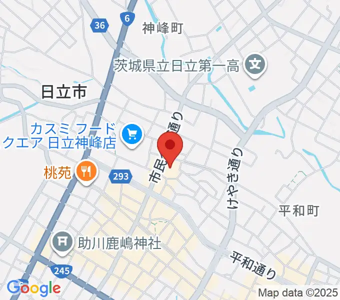 日立市民会館の地図