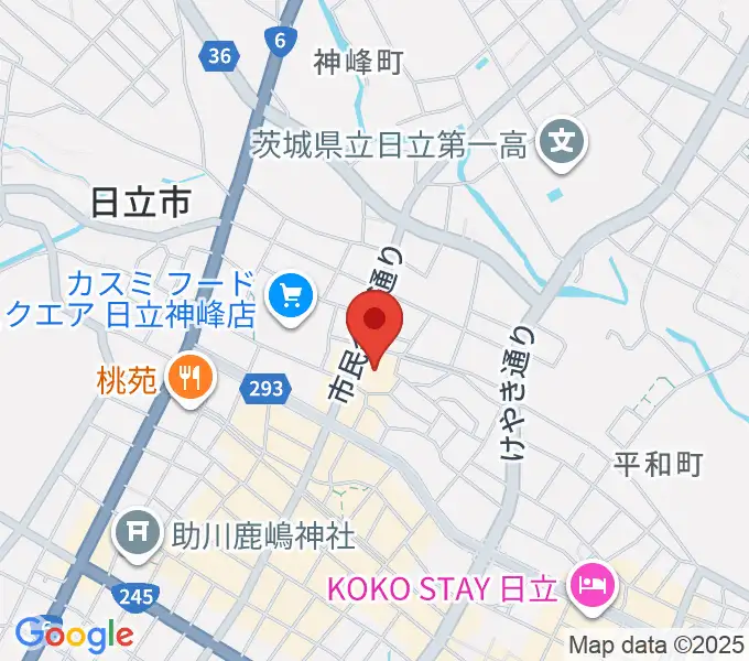 日立市民会館の地図