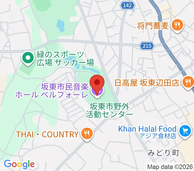 坂東市民音楽ホール ベルフォーレの地図