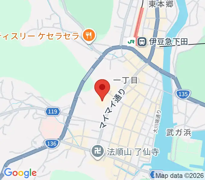 下田市民文化会館の地図