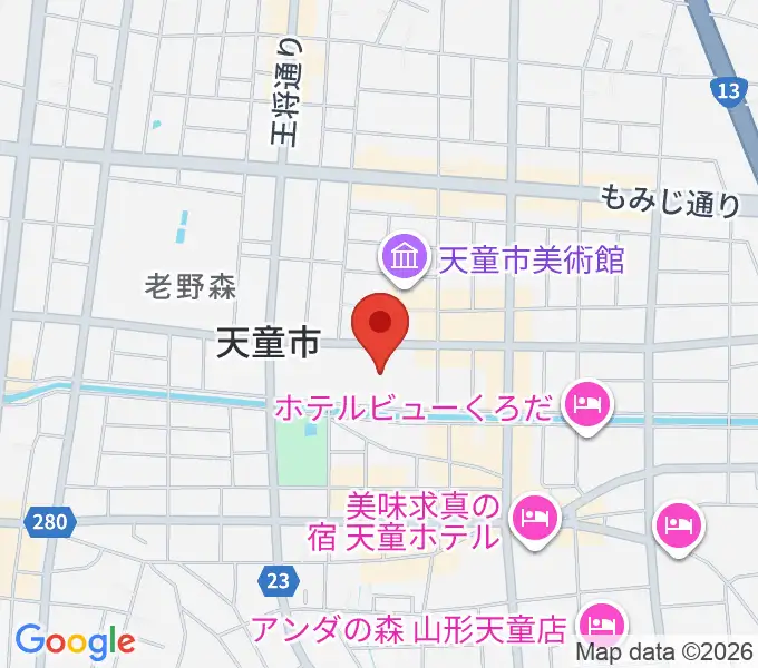 天童市市民文化会館の地図