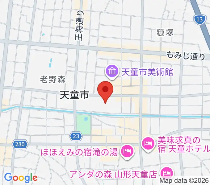 天童市市民文化会館の地図