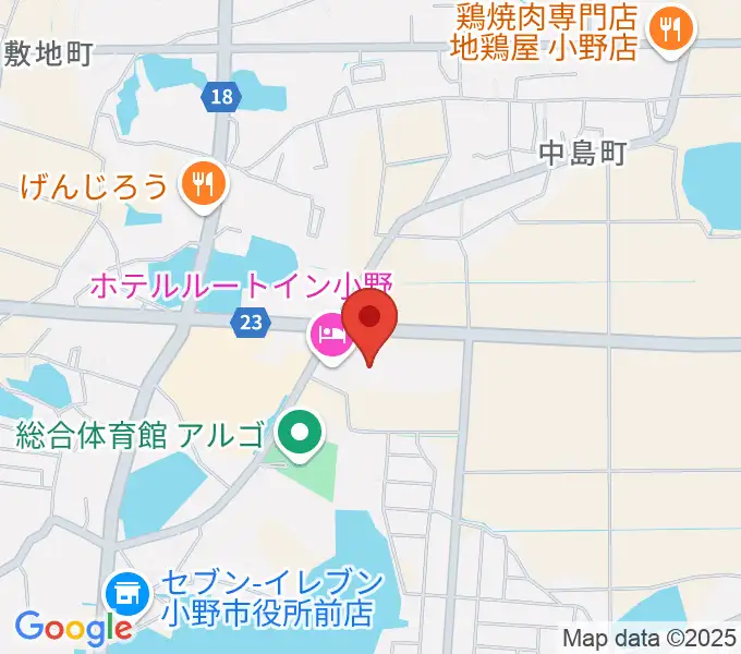 小野市うるおい交流館エクラの地図