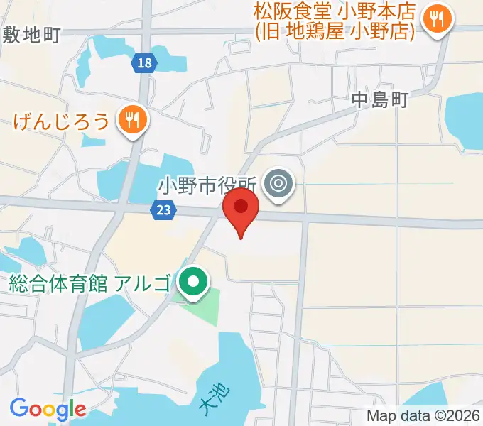 小野市うるおい交流館エクラの地図