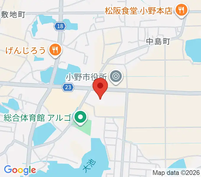 小野市うるおい交流館エクラの地図
