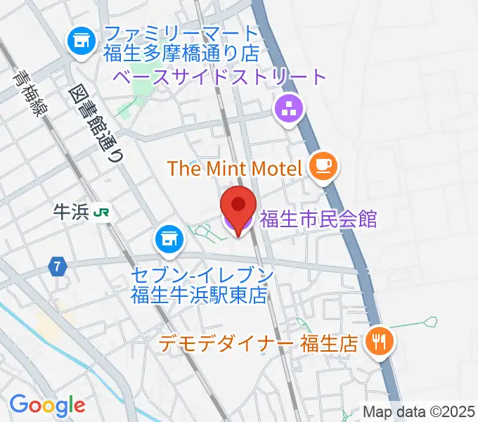 福生市民会館の地図