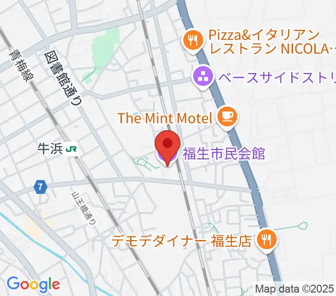 福生市民会館の地図