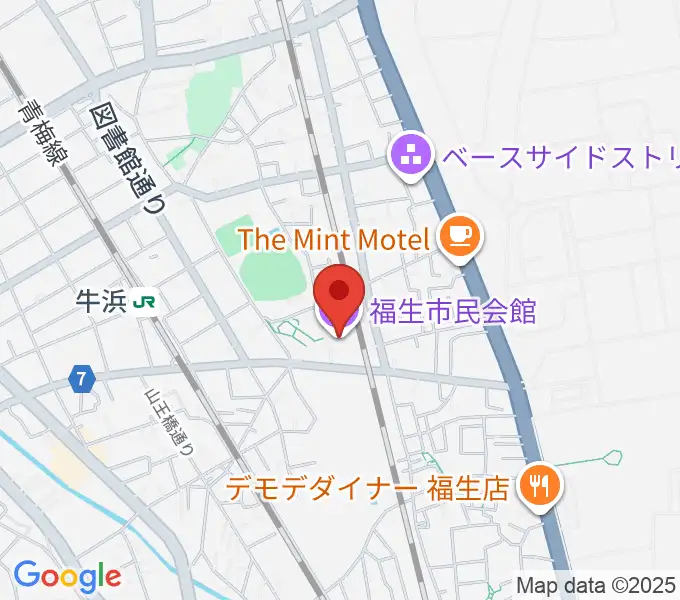 福生市民会館の地図