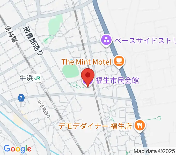 福生市民会館の地図