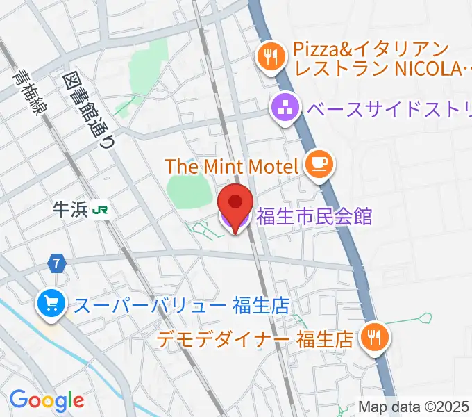 福生市民会館の地図