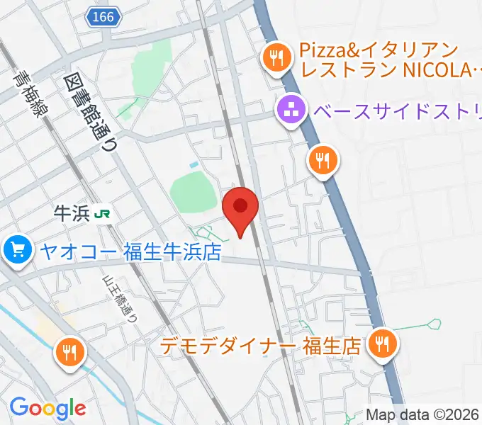 福生市民会館の地図