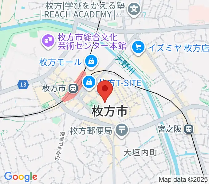 枚方市市民会館の地図