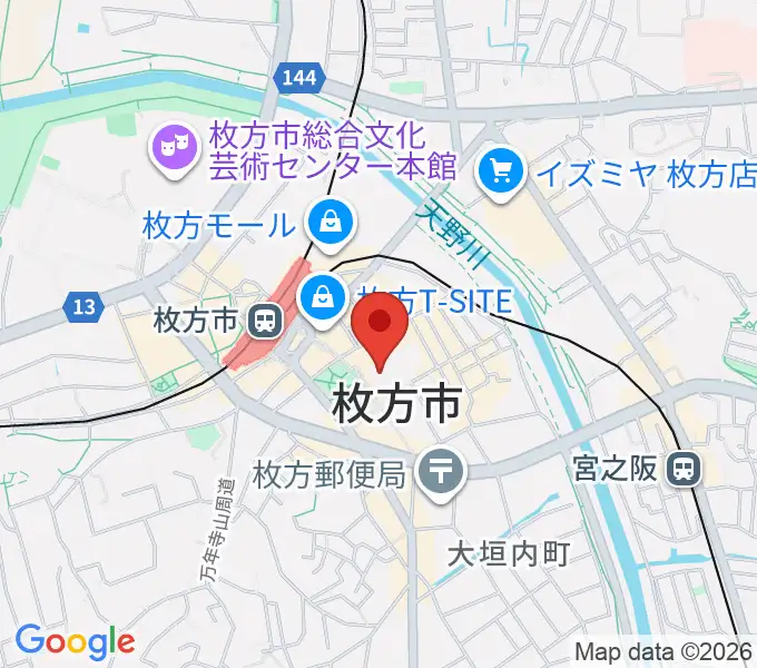 枚方市市民会館の地図