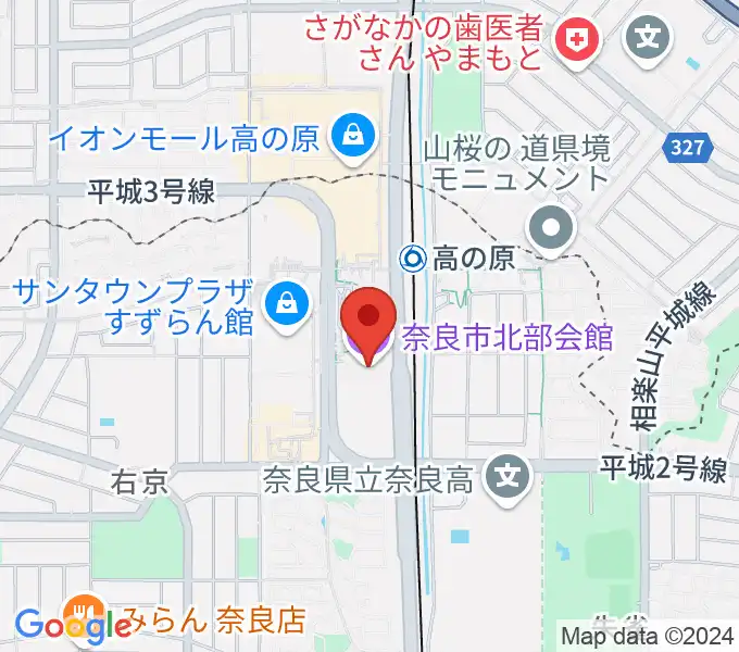 奈良市北部会館 市民文化ホールの地図