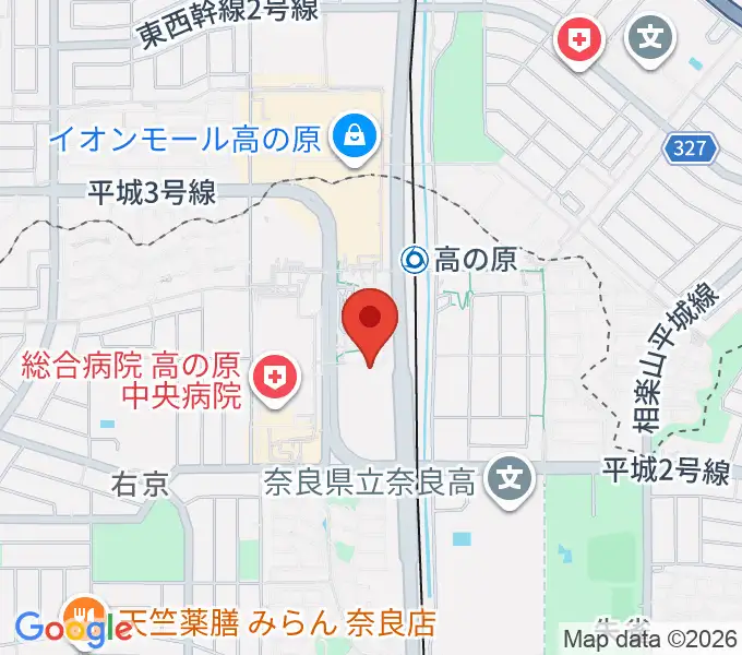 奈良市北部会館 市民文化ホールの地図