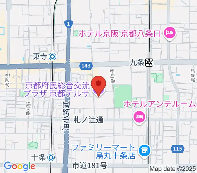 京都テルサホールの地図