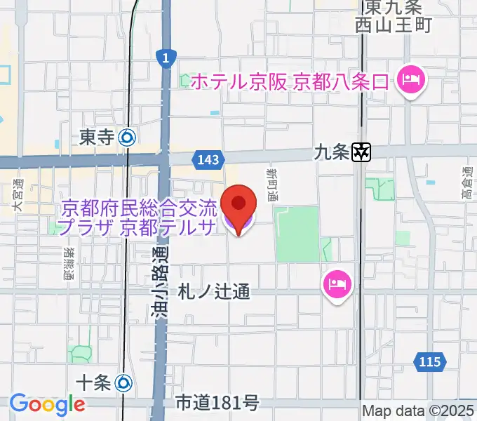 京都テルサホールの地図
